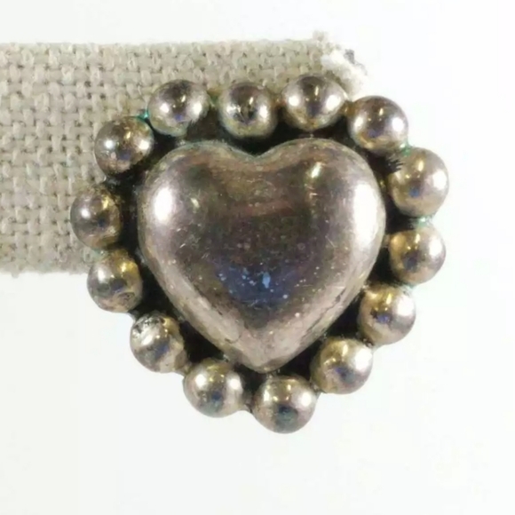 TAXCO MEXICO VINTAGE HEART STUD EARNINGS 925 - Picture 2 of 4